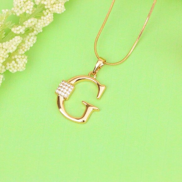 "Rose Gold G Letter Pendant with Crystals for Women and Girls, XPPT1418 - Picture 13 of 13